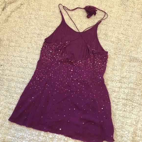 INTIMATELY Free People NWT Plum Sequin Slip Dress XS - Picture 5 of 9